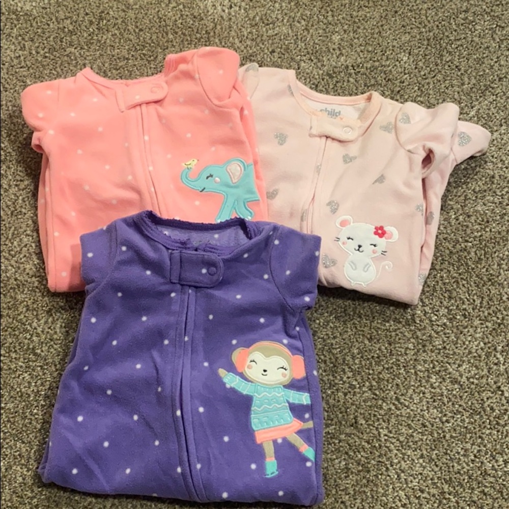 3 Carter’s fleece footies